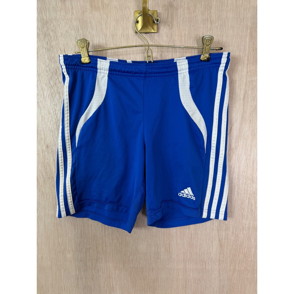 Adidas Kids Clima365 Athletic Soccer Shorts Blue White Stripes Medium